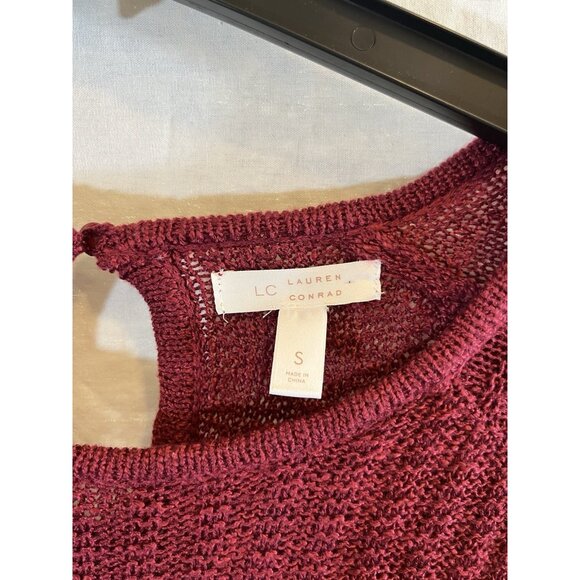 Lauren Conrad Women's Small Maroon Knit Long Sleeve Sweater - Picture 3 of 12